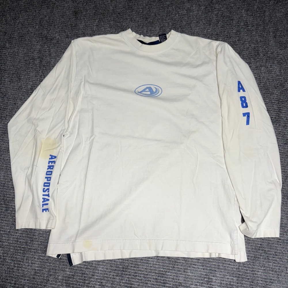 Aeropostale Mens Long Sleeve T Shirt White Graphic Print Size‎ M
